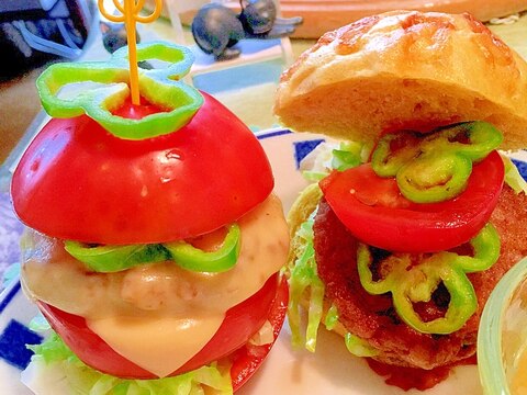 おうちdeモス風？ダブルトマトチーズバーガー